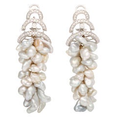 Keshi Pearl & Diamond Chandelier Earclips