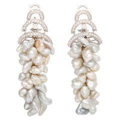 Keshi Pearl & Diamond Chandelier Earclips 2