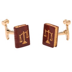 Michael Kanners  Carved Stone Legal Book Cufflinks