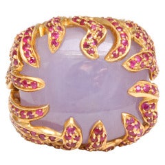 Ring aus lavendelfarbener Jade und burmesischem Rubin, Unikat