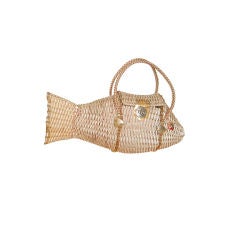 1950s Wicker Fish Purse - BIG Catch