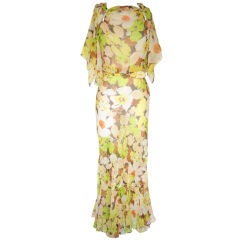 1930s Silk Chiffon Bias-cut Gown