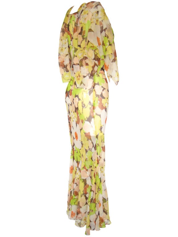 1930s Silk Chiffon Bias-cut Gown