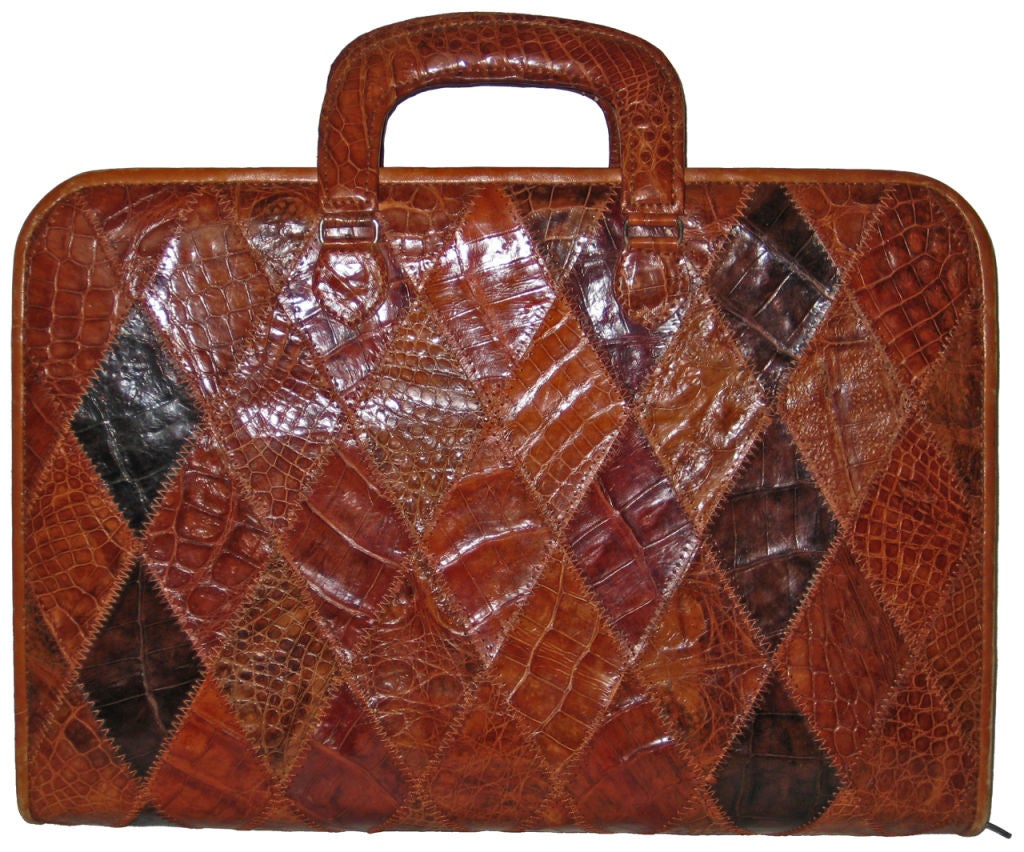 1960s Alligator Patchwork Briefcase