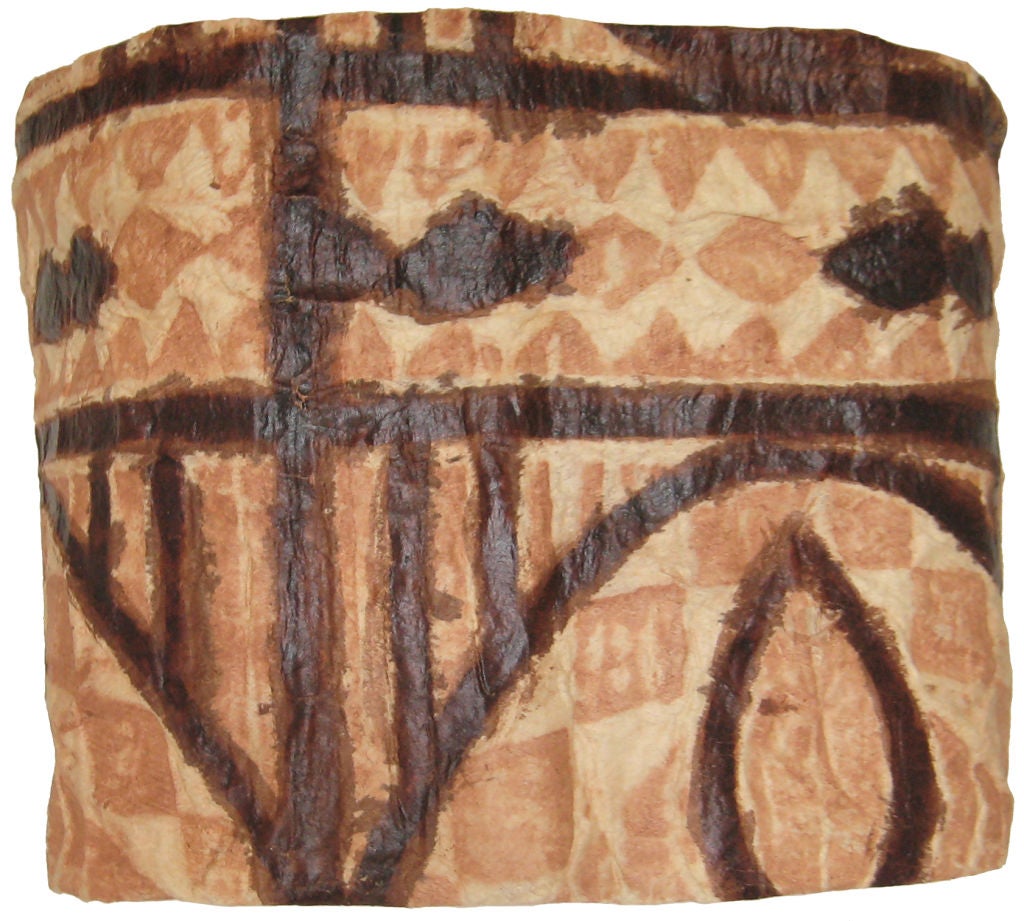 1930s Grass Hula Skirt & Painted Barkcloth Kapa, Tongan or Samoa