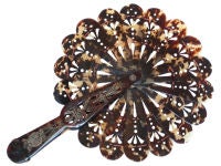 Victorian Tortoise Shell Fan, Cockade