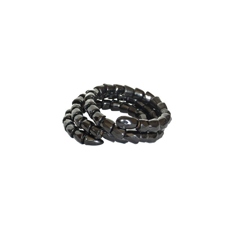 Victorian Whitby Jet Snake Bracelet For Sale