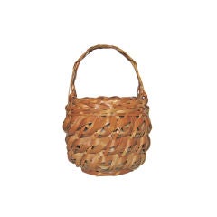 1950s Japanese Bamboo Basket Hand Bag