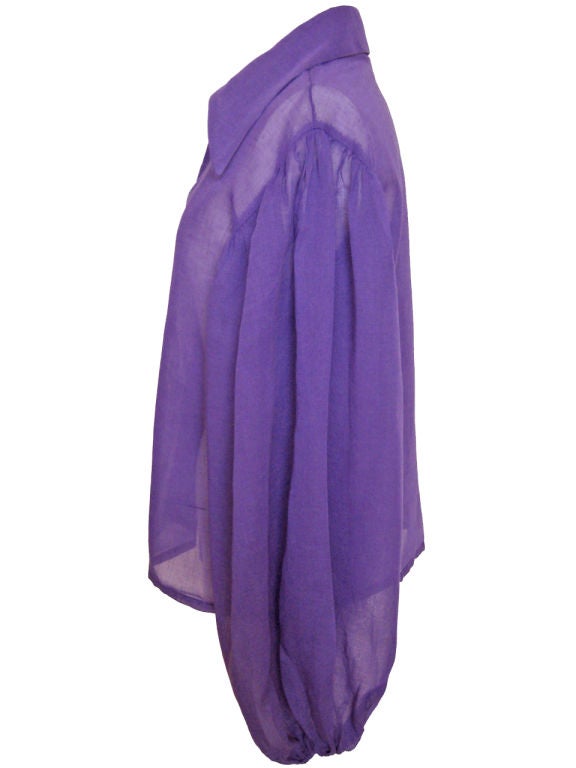 1970s Lilac Voile Blouse With Some Serious Sleeves