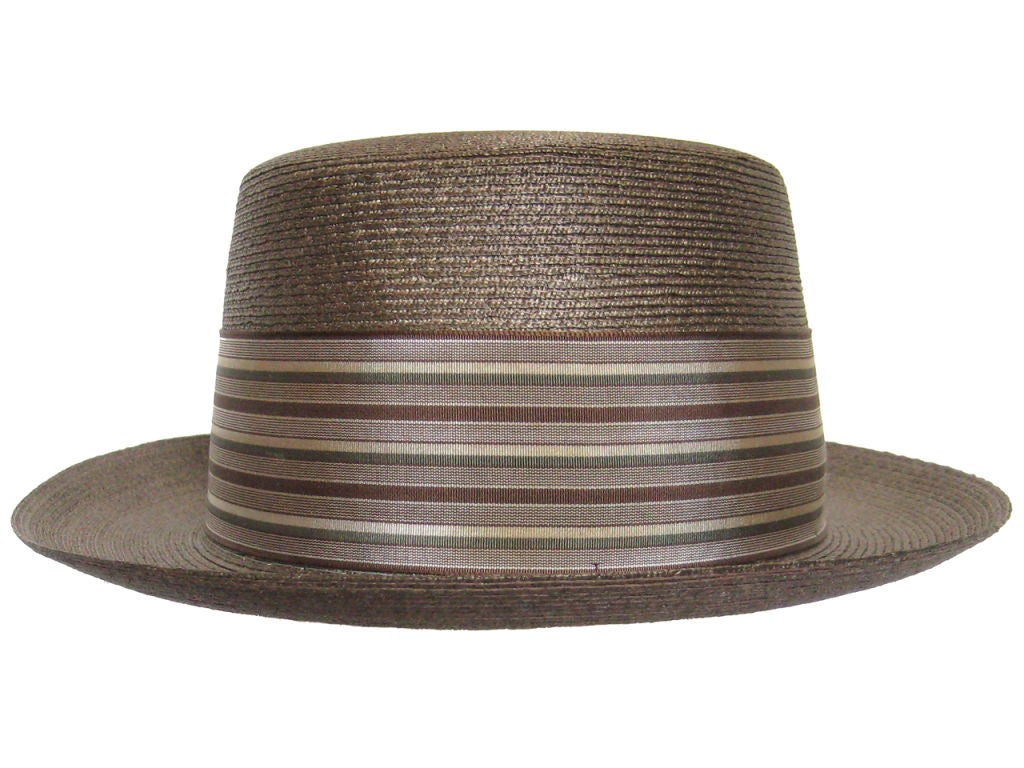1950s Stetson Straw Hat w/ Wide Rep Band 7 1/2 For Sale 1