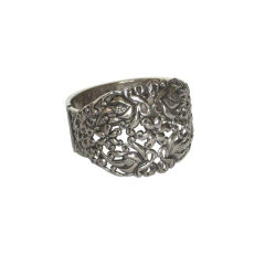 Art Nouveau Style Silver-tone Repousse Bracelet
