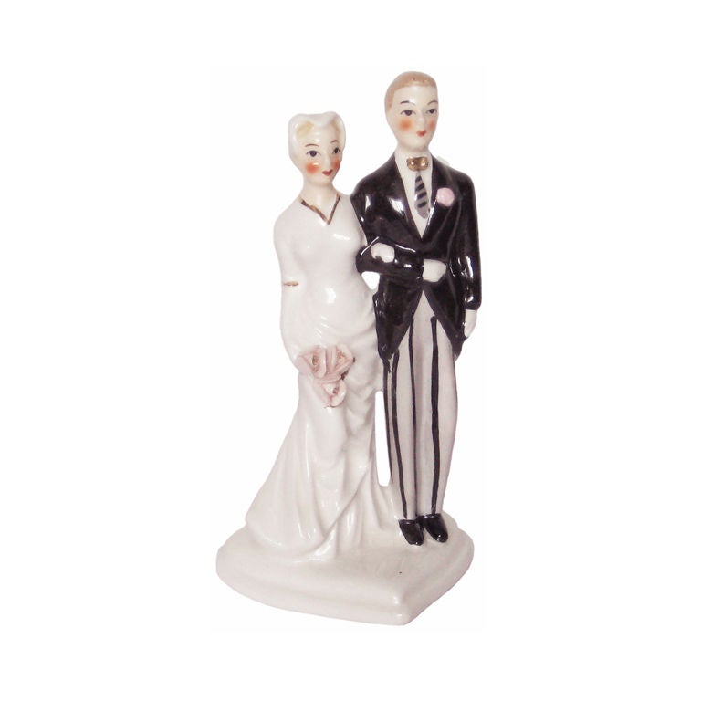 1930s Art Deco Wedding Cake Topper - Mint For Sale