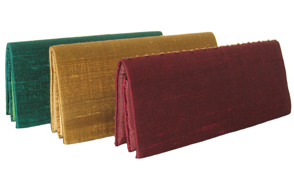 3 1960s Silk Envelope Clutch Purses