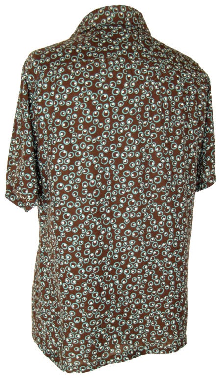 1950s Never-worn Men's Rayon Print Shirt