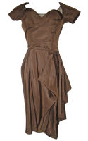 Vintage Ceil Chapman 1950s Brown Silk Dress