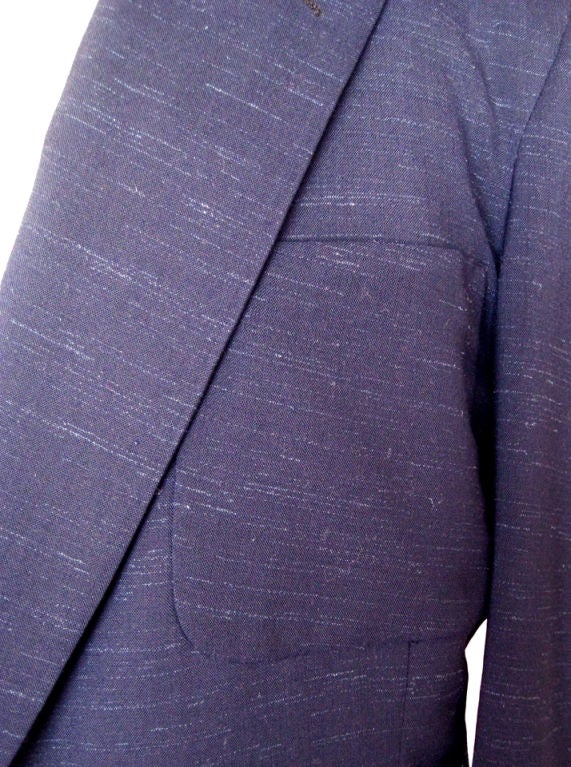 1950s Men's Suit Navy Fleck VERY Tall Size For Sale 2