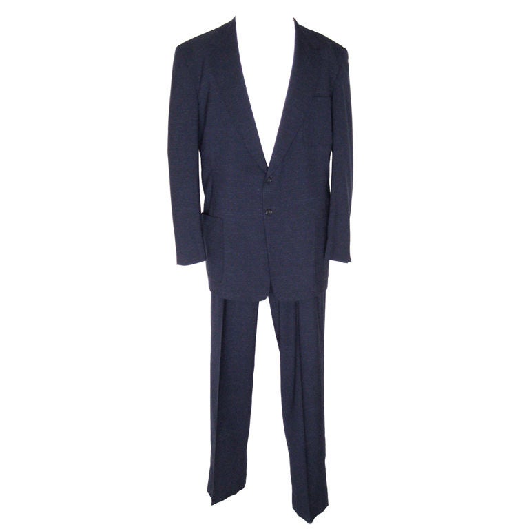 1950s Men's Suit Navy Fleck VERY Tall Size For Sale