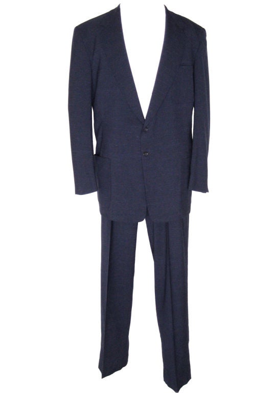 1950s Men's Suit Navy Fleck VERY Tall Size For Sale 6