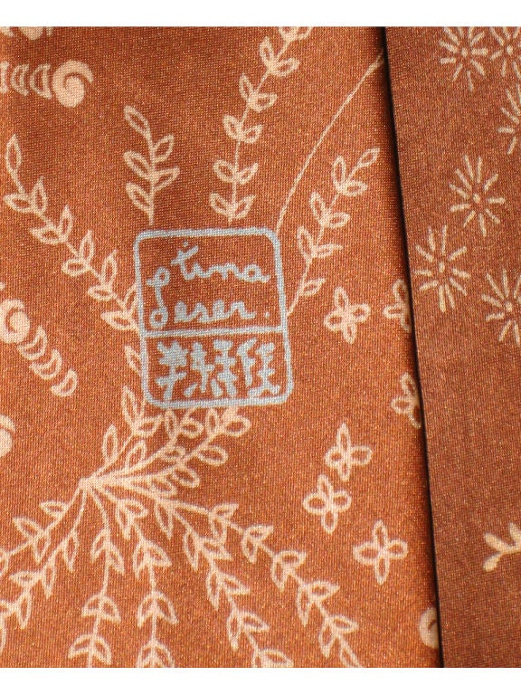 1940s Tina Leser Hand-blocked Silk Tie - Rare