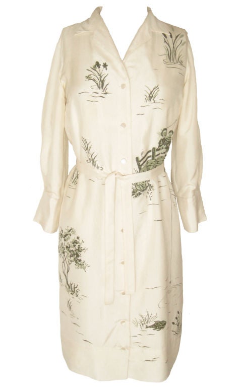 1960s Silk Novelty Print Dress