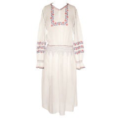 Antique Early Ethnic Embroidered Lawn Dress