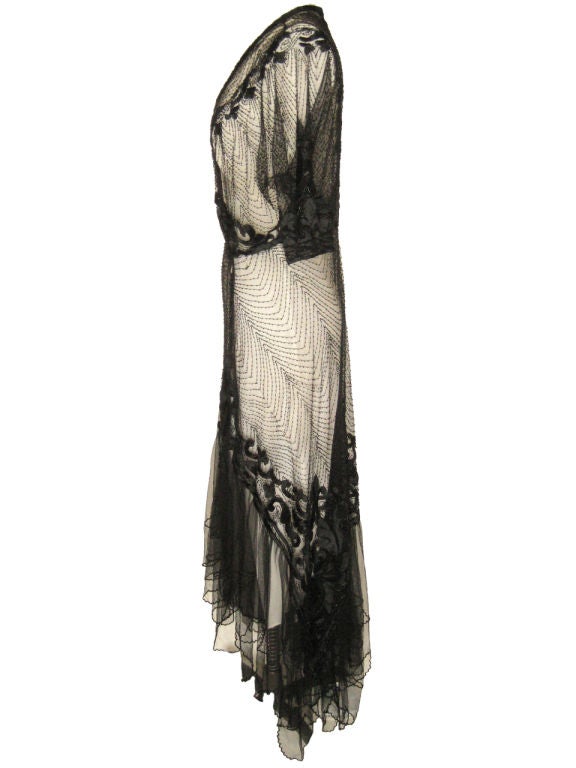 Edwardian Heavily Beaded & Embroidered Tulle Gown