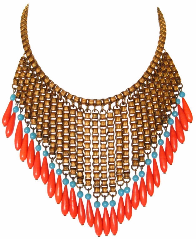 Women's Miriam Haskell Bib Necklace 1930s For Sale