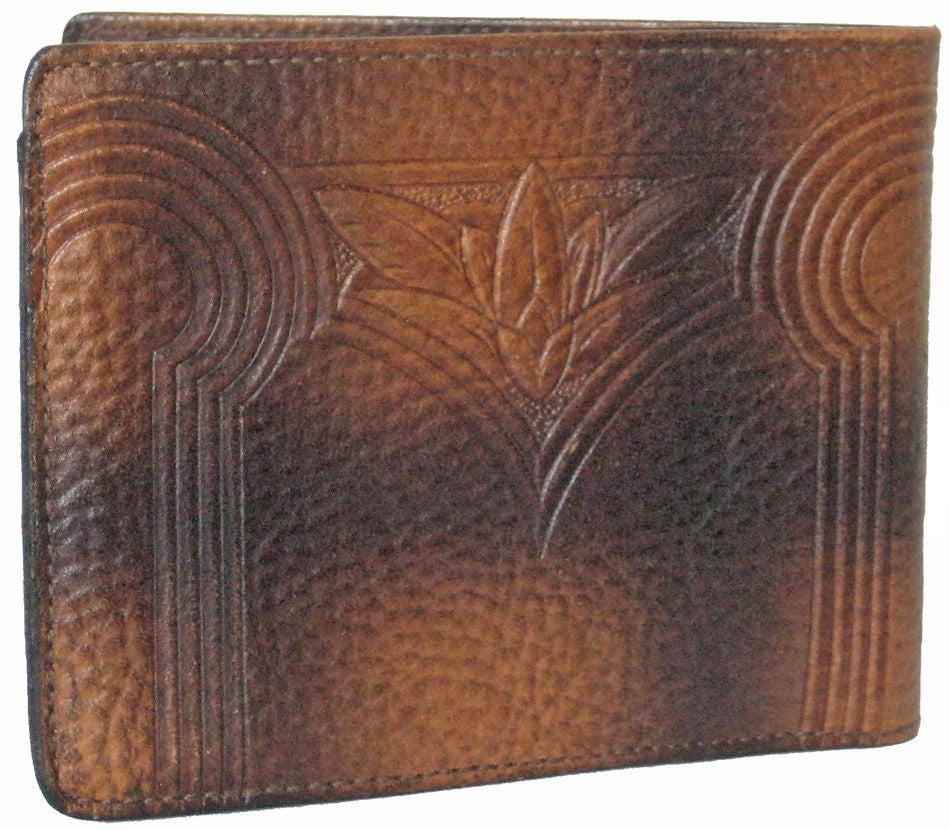 Arts & Crafts Era Men's Leather Wallet - Mint