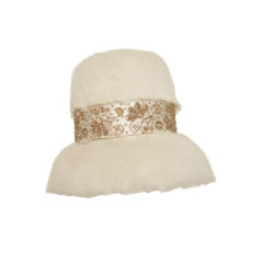 Vintage 1960s White Rabbit Fur Hat With Ornate Band