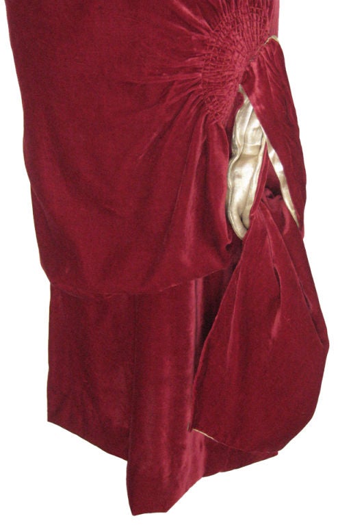 1920s Red Velvet & Gold Bullion Flapper Gown For Sale 1
