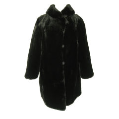 Retro 1950s Black Beaver Fur Coat