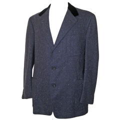Vintage 1955 Blue Patch Pocket Jacket w/ Velvet Collar