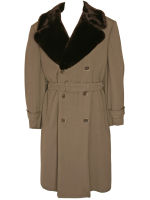 c. 1940 Overcoat w/ Wide Fur Collar, Belted