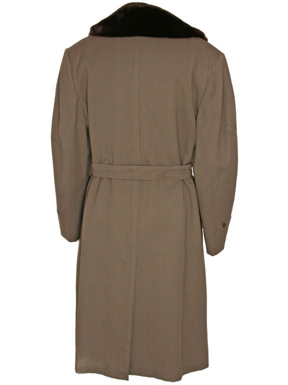c. 1940 Overcoat w/ Wide Fur Collar, Belted