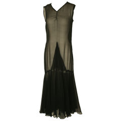1920s Silk Chiffon Gown