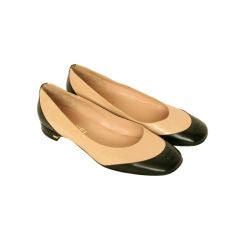 Used Chanel Two-tone Logo Ballet Flats sz 39