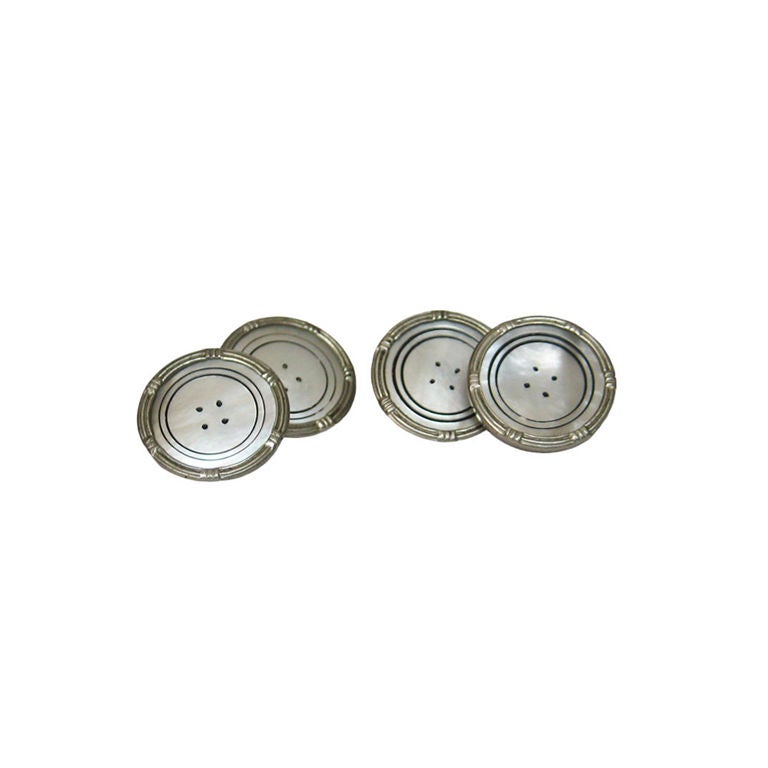 1900s Mother-of-Pearl Button Cufflinks For Sale