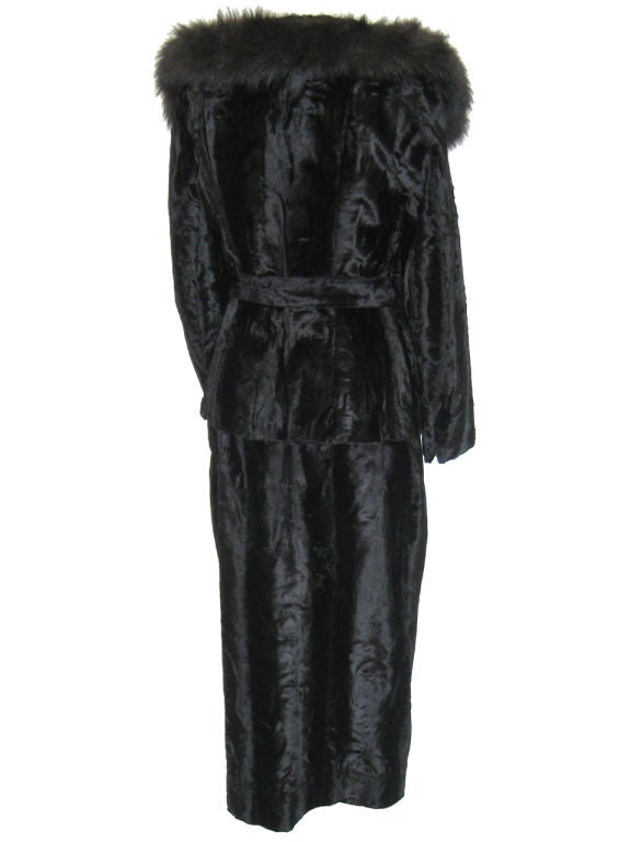 1930s Black Velvet Faux Pony Skin Suit