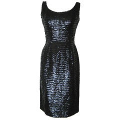 1960s Black Sequined Wiggle Dress