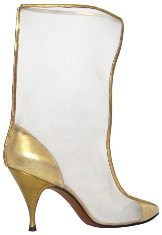 1960s Levine Mesh & Leather See-thru Booties