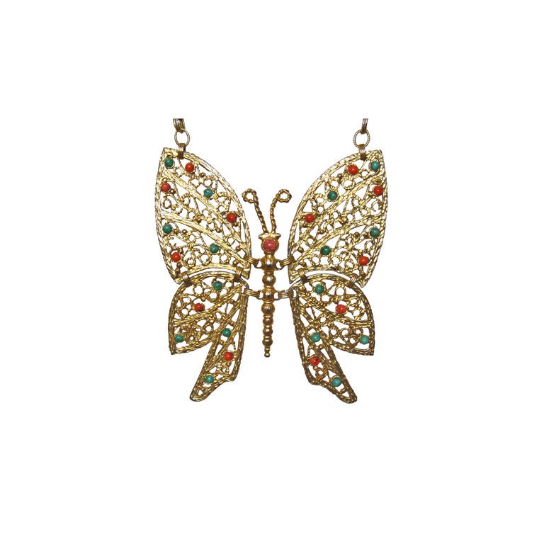 1960s Over-the-top Butterfly Necklace For Sale