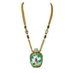 Miriam Haskell Snuff Bottle Pendant Necklace