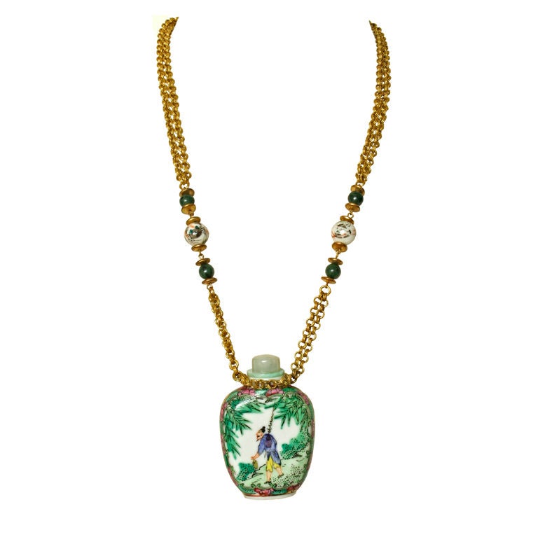 Miriam Haskell Snuff Bottle Pendant Necklace For Sale