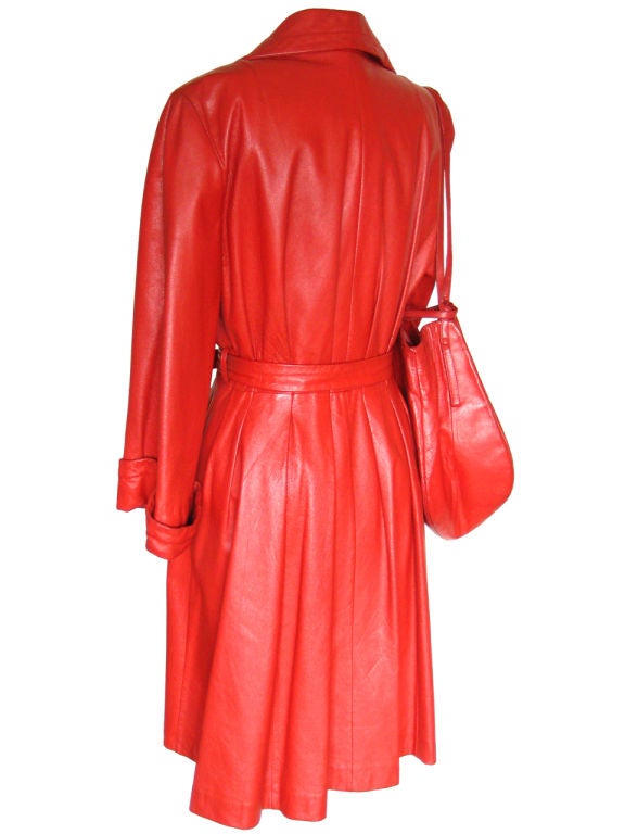 1960s Red Leather Coat & Purse