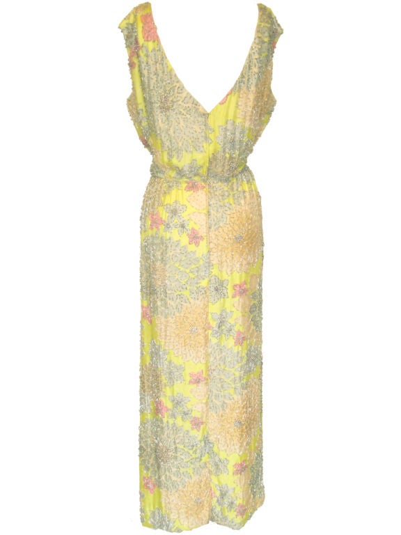 1960s Malcolm Starr Beaded Silk Gown