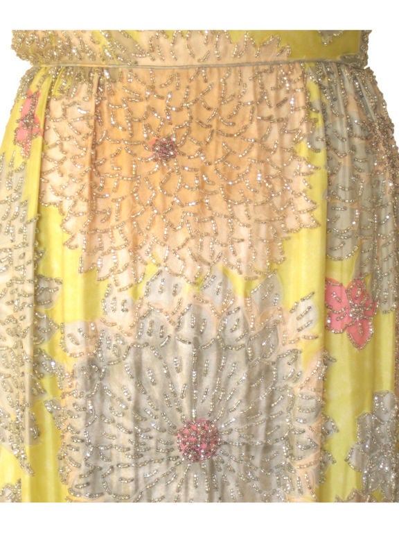 1960s Malcolm Starr Beaded Silk Gown For Sale 1