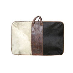 Cowhide 
Tooled Leather Art Nouveau Era Suitcase