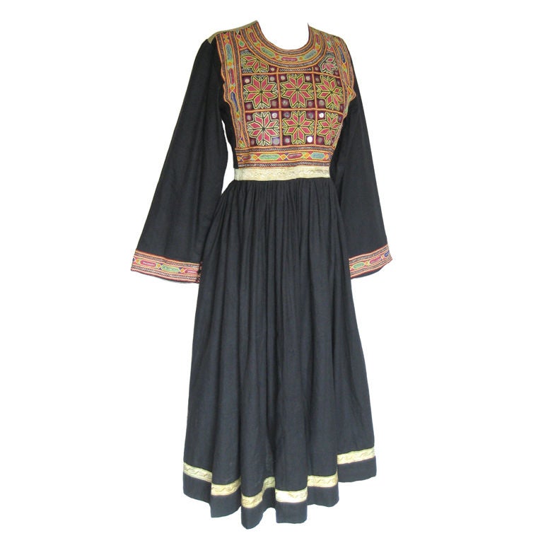 Pashtun Embroidered Ethnic Dress, Afghanistan, 1950s For Sale