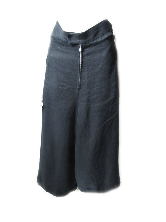 Yohji Yamamoto black linen wide leg pants / romper.  
36