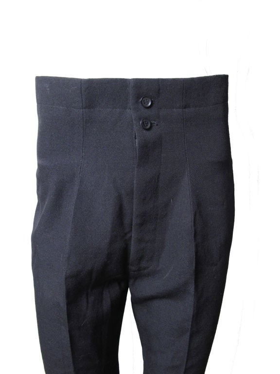 Yohji Yamamoto black wool high waisted, cropped pants. 29